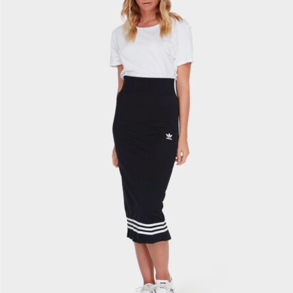 Adidas pencil skirt-midi length-elastic waistband-back slit, high waisted - Picture 1 of 13